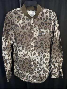 Five Four Men's Brown, Black and White Leopard Print Button-Down Shirt